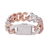 20mm Cuban Rose Two-Tone Solitaire Moissanite Bracelet